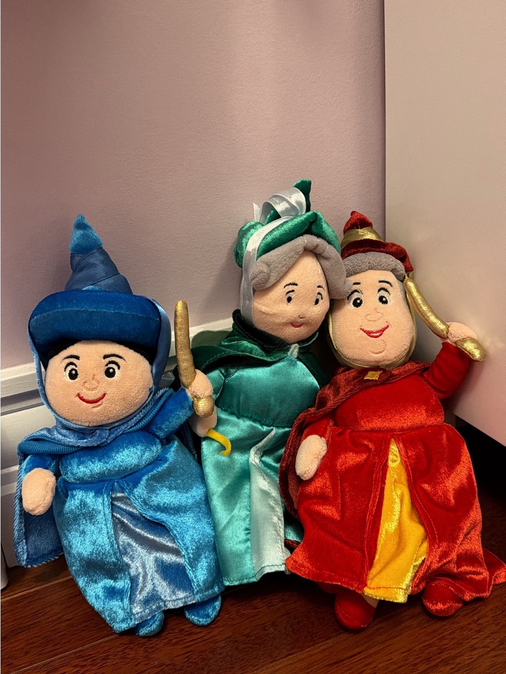 Plush Fairy Godmother Aurora Princess Dolls Set - vintage